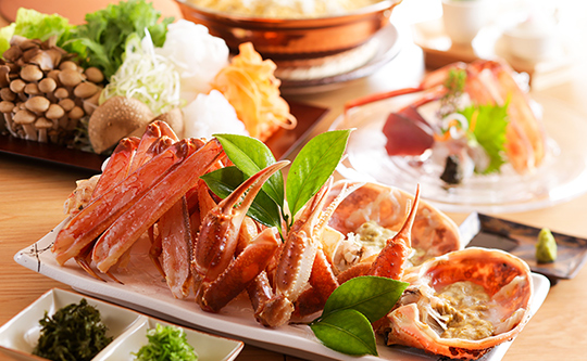活松葉蟹すき鍋とオーガニック地野菜「白梅」の写真